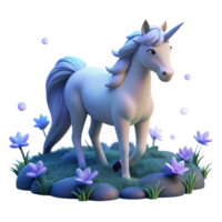 fascinating nostalgic vintage A serene unicorn grazing in a field of bioluminescent flowers, soft moonlight, dreamlike style handcrafted png
