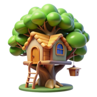 unparalleled futuristic A whimsical treehouse nestled in the branches of a giant tree, dappled sunlight, children s book illustration style handcrafted png