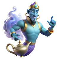 spectacular sought after Portrait of a powerful genie emerging from a magic lamp, swirling smoke and light, fantasy art style png