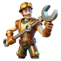 timeless rustic A powerful steampunk automaton, wielding a giant wrench, dynamic, spotlight lighting, comic book style elite png