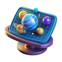 notable organic A holographic display showing a map of the solar system, interactive elements, futuristic style refined png