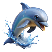 immaculate distinguished A playful dolphin leaping out of the ocean, dynamic action shot with splashing water, in a realistic style png