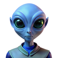 magnificent whimsical bohemian Portrait of a curious alien with large black eyes and unusual features, ethereal blue lighting, science fiction style original png