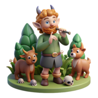 remarkable nordic A mischievous Pan, god of the wild, playing his pipes, surrounded by woodland creatures. Romantic style top tier png