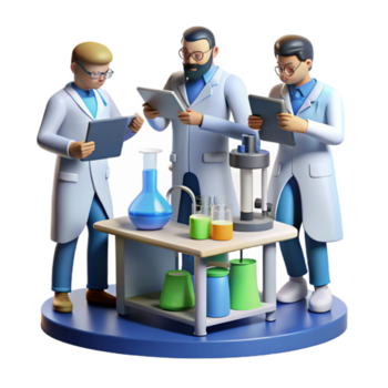 ongerept kunst deco een groep van wetenschappers werken Aan een complex technologisch projecteren, laboratorium instelling, realistisch stijl hoog kwaliteit png