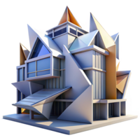 fascinating melancholic elegant Deconstructivist building, fragmented forms, sharp angles, dynamic lighting, abstract, architectural style high resolution png