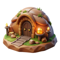 extraordinary coveted A subterranean dwelling, carved into the earth, warm and cozy lighting, hobbit hole style, digital art, png