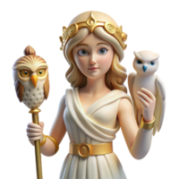 wonderful nostalgic baroque A wise Athena, goddess of wisdom, holding an owl, soft, diffused lighting. Classical style gallery standard png
