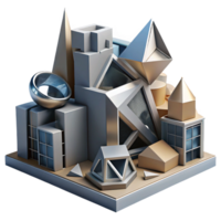 impressive tranquil bohemian Deconstructivist architecture, fragmented forms, sharp angles, contrasting materials, dramatic lighting, premium png