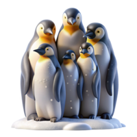 pristine baroque A group of emperor penguins huddling together in a blizzard, harsh lighting, photorealistic style original png
