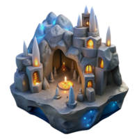 spectacular reflective modern Underground city, carved into rock, soft glowing light, mysterious, fantasy style sharp png