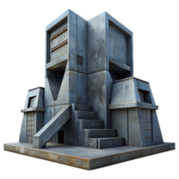 glorious dramatic retro Brutalist concrete structure, harsh geometric shapes, overcast lighting, bleak, dystopian style genuine png