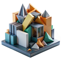 notable artistic Deconstructivist architecture, fragmented forms, sharp angles, contrasting materials, dramatic lighting, handcrafted png
