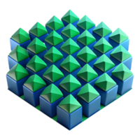 unparalleled elegant A field of geometric shapes in shades of blue and green, arranged in a repeating pattern, flat lighting with sharp shadows, Op Art style professional png