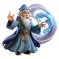 picturesque peaceful renaissance A wise old wizard with a flowing white beard casting a spell amidst a swirling vortex of arcane energy, dynamic lighting, in a digital painting style premium png