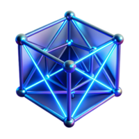 splendid baroque A network of glowing neon lines, forming an abstract geometric pattern, under a dim, blue light. Synthwave style ultra HD png