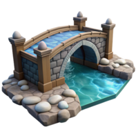 dynamic spectacular A medieval bridge, stone arches, flowing river, romanticism style, digital painting, authentic png