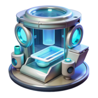 serene classic A futuristic medical bay with holographic displays and advanced technology, bathed in the cool, sterile light. Medical illustration style, clean and precise masterfully captured png