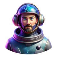 unforgettable mid century Portrait of a futuristic astronaut with a reflective visor, surrounded by swirling nebulae, cosmic lighting, science fiction style gallery standard png