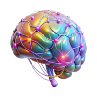 ethereal hypnotic A holographic projection of a human brain, intricate neural pathways illuminated in different colors, dark background, scientific visualization style ultra HD png