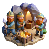 mesmerizing intense coastal A group of dwarves mining for gems, dimly lit cave, realistic style flawless png