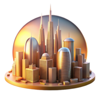 joyful elegant A futuristic cityscape, towering skyscrapers reaching towards the sky, bathed in the warm glow of a binary sunset. Romantic, golden hour lighting. Art Deco style professional png