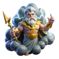 captivating rare A powerful Slavic god Perun wielding a lightning bolt, surrounded by storm clouds, dynamic and powerful, png