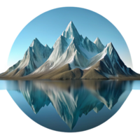 playful alluring A majestic mountain range reflected in a still lake. Mirrored reflection, serene atmosphere authentic png