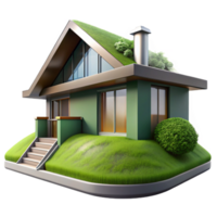 spectacular energetic art deco A modern, eco friendly house built into a hillside, green roof, natural lighting, sustainable architecture, crisp png