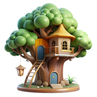 wonderful iconic A whimsical treehouse built into a giant sequoia, soft dappled sunlight, magical atmosphere, highly detailed, png