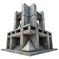 distinguished impressionist Brutalist concrete structure, harsh geometric shapes, overcast lighting, bleak, dystopian style fine detail png