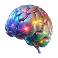 unforgettable elegant A holographic projection of a human brain, intricate neural pathways illuminated in different colors, dark background, scientific visualization style professional png