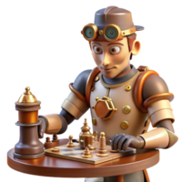 breathtaking unforgettable A steampunk automaton playing chess against a human, intellectual, ambient lighting, realistic style png