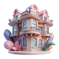 serene harmonious artistic Art Nouveau apartment building, flowing lines and floral motifs, soft pastel colors, art nouveau style precision png
