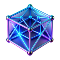 calm wonderful A network of glowing neon lines, forming an abstract geometric pattern, under a dim, blue light. Synthwave style flawless png