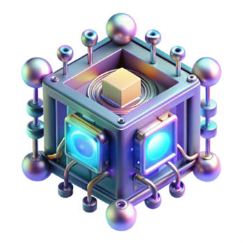 maravilloso avant garde un cuántico computadora, sus intrincado componentes brillante con varios matices, etéreo Encendiendo, resumen estilo expertamente Disparo png