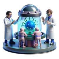 standout elegant A group of scientists in a futuristic laboratory, examining a strange alien organism contained within a force field. Bright, sterile lighting. Sci fi horror style 8K png