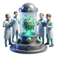 pristine passionate modern A group of scientists in a futuristic laboratory, examining a strange alien organism contained within a force field. Bright, sterile lighting. Sci fi horror style ultra HD png