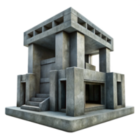 whimsical spectacular Brutalist concrete structure, harsh geometric shapes, overcast lighting, bleak, dystopian style sharp png