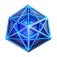 timeless retro A network of glowing neon lines, forming an abstract geometric pattern, under a dim, blue light. Synthwave style authentic png