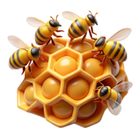 intense pristine A swarm of honeybees buzzing around a honeycomb, close up, macro photography style studio quality png