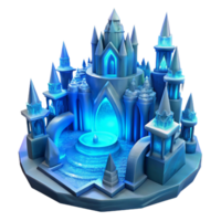 standout industrial Ice palace, intricate ice sculptures, cold blue light, magical, fantasy style high quality png