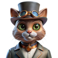 wonderful renaissance A portrait of a steampunk cat wearing a monocle and top hat, warm, Rembrandt lighting, realistic style original png