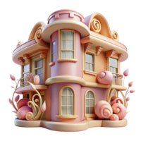 elegant passionate retro Art Nouveau apartment building, flowing lines and floral motifs, soft pastel colors, art nouveau style genuine png