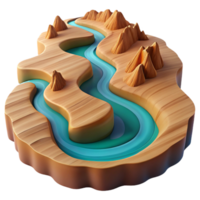 memorable avant garde A winding river carving its way through a canyon landscape. Aerial view, dramatic perspective studio quality png