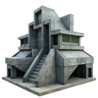 playful beautiful Brutalist concrete structure, harsh geometric shapes, overcast lighting, bleak, dystopian style exclusive png