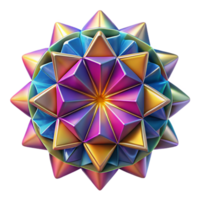 wonderful inspired A kaleidoscope of geometric shapes, rotating and transforming, illuminated by a bright, multicolored light. Op Art style png