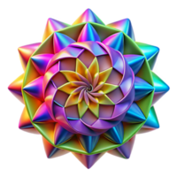 alluring gothic A kaleidoscope of geometric shapes, rotating and transforming, illuminated by a bright, multicolored light. Op Art style artisan png