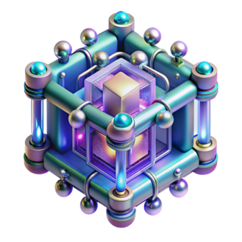 tranquilo glorioso un cuántico computadora, sus intrincado componentes brillante con varios matices, etéreo Encendiendo, resumen estilo galería estándar png