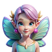 calm serene Portrait of a whimsical fairy with iridescent wings, delicate floral details, and a playful expression. Soft, magical lighting. Fantasy art style impeccable png
